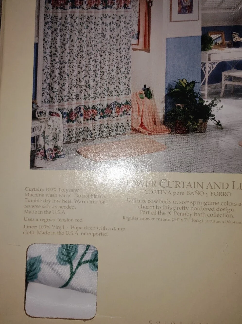 Floral Border Cottagecore Shower Curtain in White and Pink JcPenney Collection